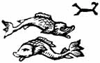 Pisces sign fish sketch Two fish with Pisces sign symbol