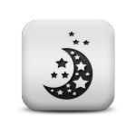 Astrolibrary Moon forecast button, astrology crescent moon with stars