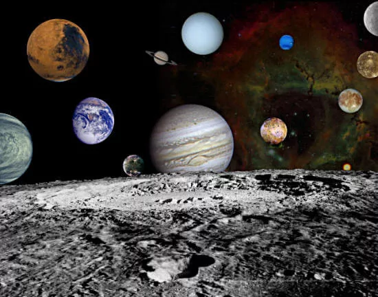 planets solar system view from moon