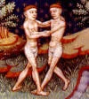 Gemini Twins zodiac art from Medieval book of astrology