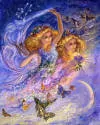 Gemini sign twins with butterflies. Fantasy art.
