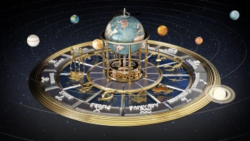 Planets around a zodiac wheel in space