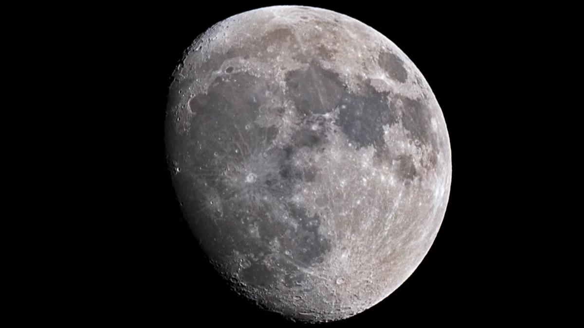 Waxing Gibbous Moon with visible surface