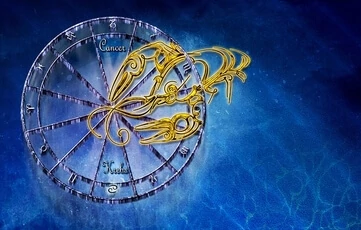 Cancer zodiac sign in middle of astrology chart wheel