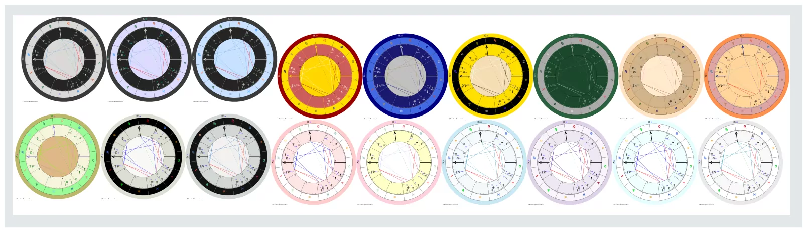 color samples for the available birth chart colors.