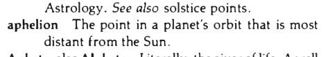 Original scan of the definition for aphelion