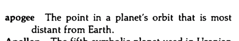 Original scan of the definition for apogee