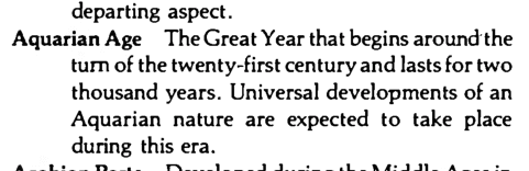 Original scan of the definition for Aquarian Age