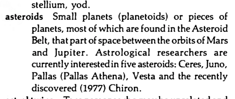 Original scan of the definition for asteroids