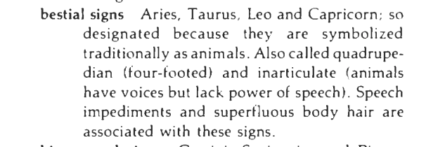 Original scan of the definition for bestial signs