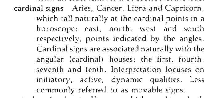 Original scan of the definition for cardinal signs