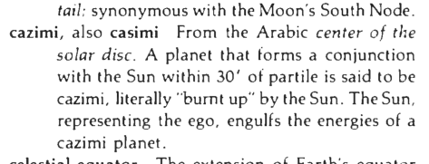 Original scan of the definition for cazimi, casimi