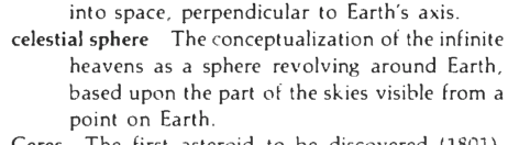 Original scan of the definition for celestial sphere