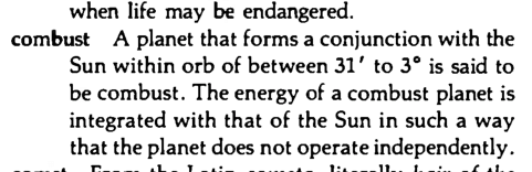 Original scan of the definition for combust