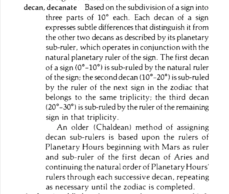 Original scan of the definition for decan, decanate