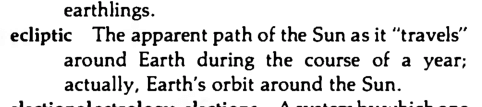 Original scan of the definition for ecliptic