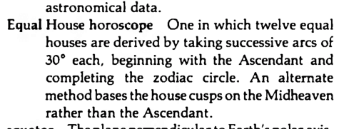 Original scan of the definition for Equal House horoscope