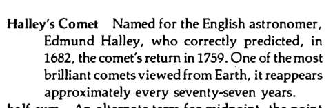 Original scan of the definition for Halley's Comet