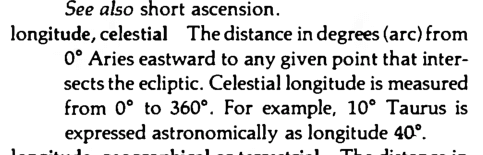 Original scan of the definition for celestial longitude