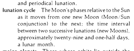 Original scan of the definition for lunation cycle
