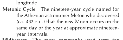 Original scan of the definition for Metonic Cycle