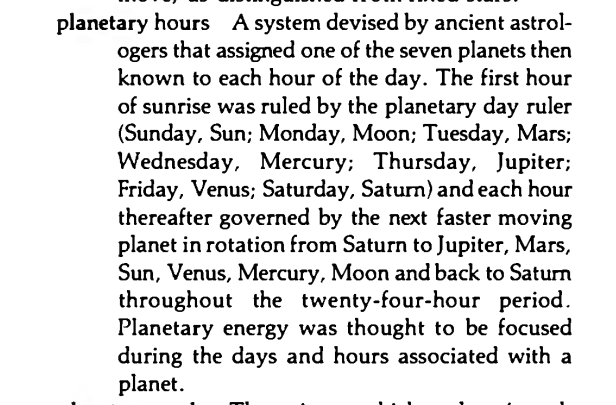 Original scan of the definition for planetary hours