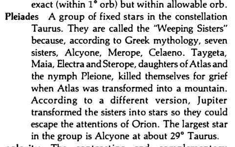 Original scan of the definition for Pleiades