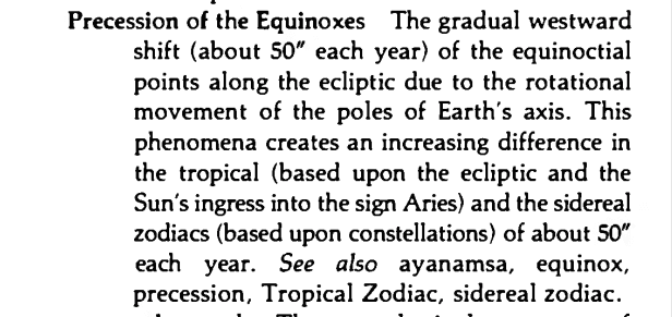 Original scan of the definition for Precession of the Equinoxes