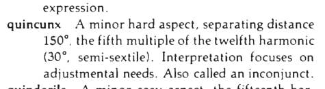 Original scan of the definition for quincunx, inconjunct
