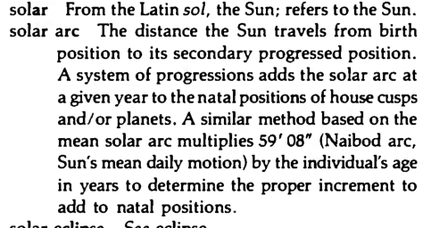 Original scan of the definition for solar arc