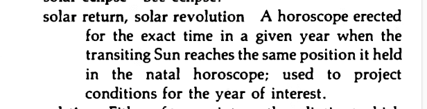 Original scan of the definition for solar return, solar revolution