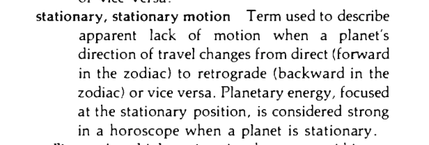 Original scan of the definition for stationary, stationary motion