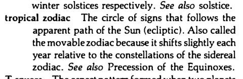 Original scan of the definition for tropical zodiac