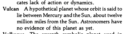 Original scan of the definition for Vulcan