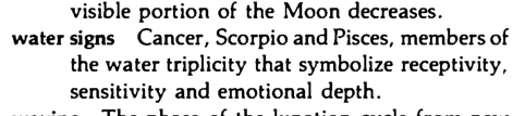 Original scan of the definition for water signs