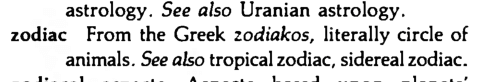 Original scan of the definition for zodiac