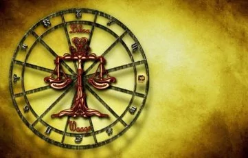 Libra zodiac sign on a zodiac wheel