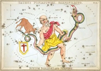 Sidney Hall - Urania's Mirror, Ophiuchus holding serpent