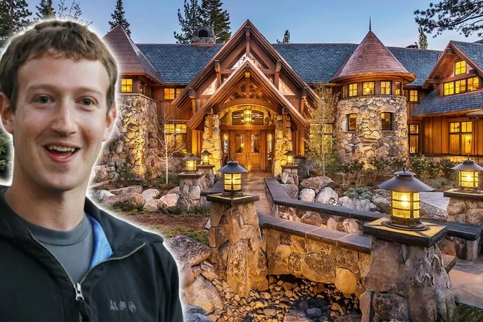 Taurus Mark Zuckerberg next to his mansion